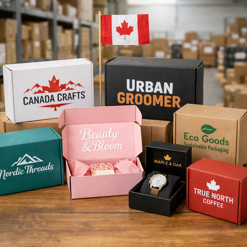 Premium custom packaging boxes with logo for Canadian businesses.